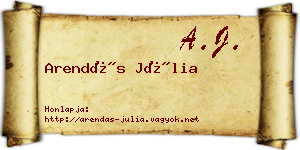 Arendás Júlia névjegykártya